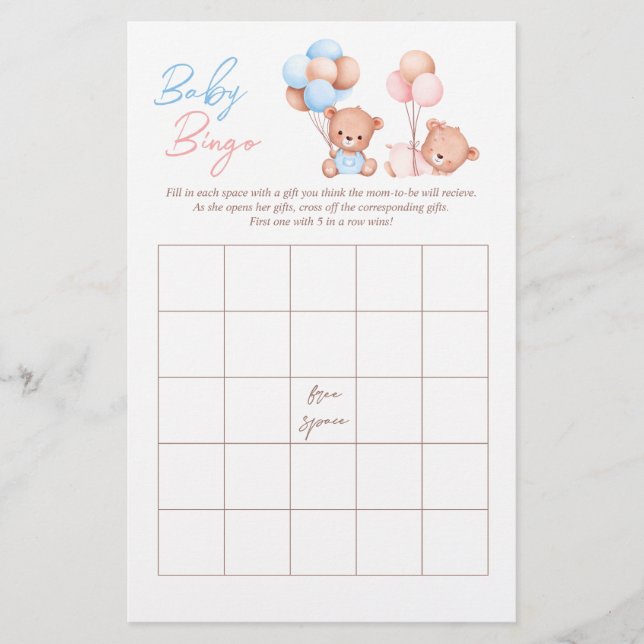 Prospectus 14 Cm X 21,6 Cm Garçon fille Twins Teddy Bear BINGO Baby shower Je (Devant)