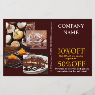 Prospectus 14 Cm X 21,6 Cm Gâteau de dessert moderne cupcake boulanger pâtiss