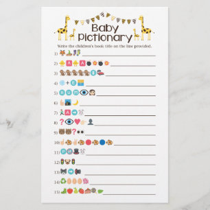 Prospectus 14 Cm X 21,6 Cm Giraffe Baby Books Emoji Pictionary Shower Jeu