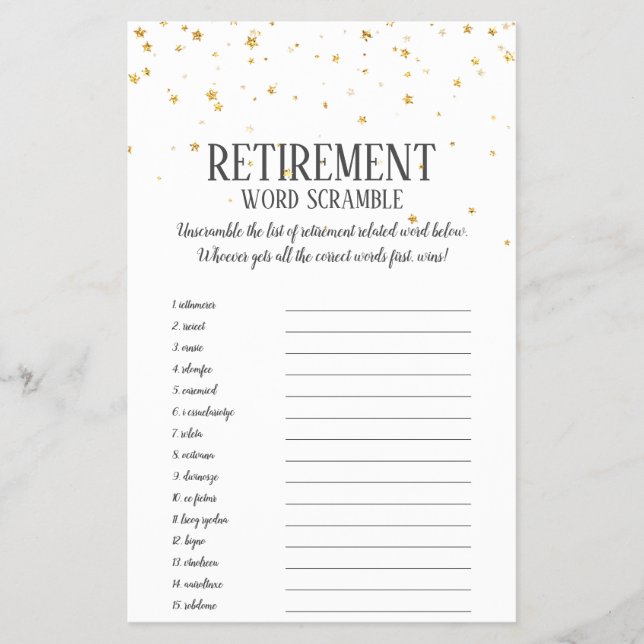 Prospectus 14 Cm X 21,6 Cm Gold Confetti - Mot de retraite (Devant)
