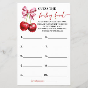 Prospectus 14 Cm X 21,6 Cm Guess Baby Food Cherry Baby shower Carte de jeu