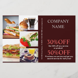Prospectus 14 Cm X 21,6 Cm hamburger sandwich chef privé restauration