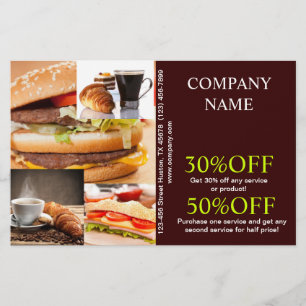Prospectus 14 Cm X 21,6 Cm hamburger sandwich chef privé restauration
