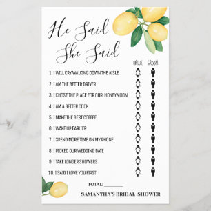 Prospectus 14 Cm X 21,6 Cm Il a dit qu'elle a dit Lemon Fête des mariées Game