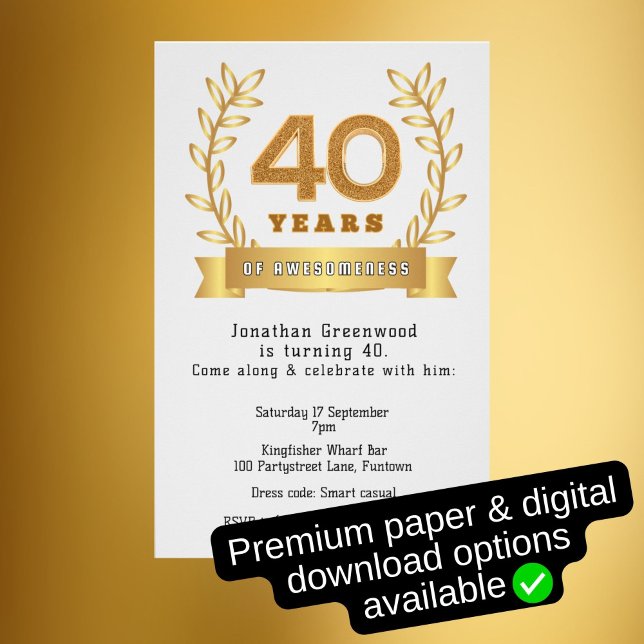 Prospectus 14 Cm X 21,6 Cm Invitation budgétaire "40 ans de convivialité" (Créateur téléchargé)