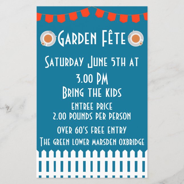 Prospectus 14 Cm X 21,6 Cm Invitation de Garden Fete (Devant)