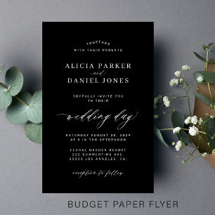 Prospectus 14 Cm X 21,6 Cm Invitation de mariage noir minimaliste simple budg