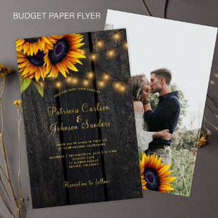Prospectus 14 Cm X 21,6 Cm Invitation de mariage PHOTO en bois floral rustiqu