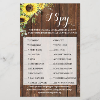 Prospectus 14 Cm X 21,6 Cm J'espionne Sunflowers Western Wedding Party Game C