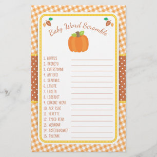 Prospectus 14 Cm X 21,6 Cm Jeu de baby shower automnal avec citrouille - Mots