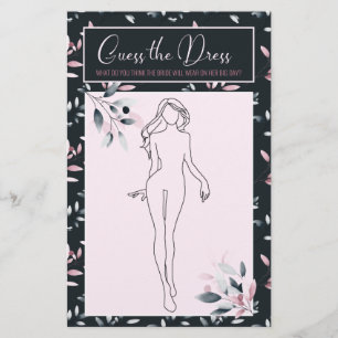 Prospectus 14 Cm X 21,6 Cm Jeu de Baby Shower Rose et Nuit Devinez la Carte d