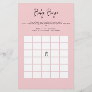 Prospectus 14 Cm X 21,6 Cm Jeu de bingo Minimaliste pour Baby Shower 