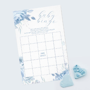 Prospectus 14 Cm X 21,6 Cm Jeu de BINGO pour Baby Shower aux fleurs bleues po