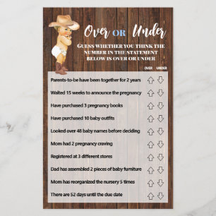 Prospectus 14 Cm X 21,6 Cm Jeu de carte de Baby Shower "Plus ou Moins" Petit
