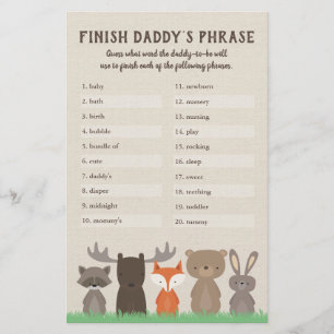 Prospectus 14 Cm X 21,6 Cm Jeu de fin de phrase de Papa pour Baby Shower sur 