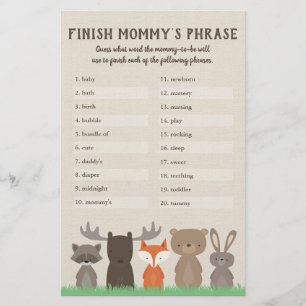 Prospectus 14 Cm X 21,6 Cm Jeu de mots à compléter pour Baby Shower sur le th