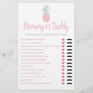 Prospectus 14 Cm X 21,6 Cm Jeu pour Baby Shower « Maman ou Papa Ananas d'été