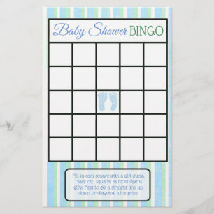Prospectus 14 Cm X 21,6 Cm Jeux de baby shower Garçon Blue and Green Footprin