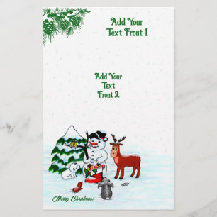 Prospectus 14 Cm X 21,6 Cm Joyeux Noël ! Bonhomme de neige avec des amis