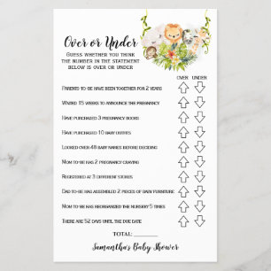 Prospectus 14 Cm X 21,6 Cm Jungle Animaux au-dessus ou en dessous du Baby sho