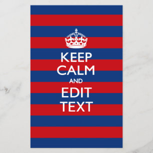 Prospectus 14 Cm X 21,6 Cm KEEP CALM AND Your Text on Red Blue Stripes
