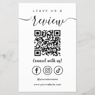 Prospectus 14 Cm X 21,6 Cm Laissez-Nous Un Avis Qr Code Social Media Logo Bla