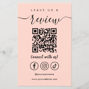 Prospectus 14 Cm X 21,6 Cm Laissons-Nous Un Avis Qr Code Social Media Logo
