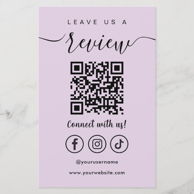 Prospectus 14 Cm X 21,6 Cm Laissons-Nous Un Avis Qr Code Social Media Logo (Devant)