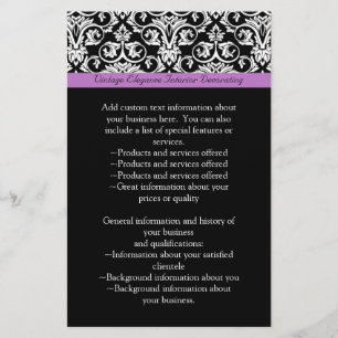 Prospectus 14 Cm X 21,6 Cm Lavande violet Damas noir/blanc
