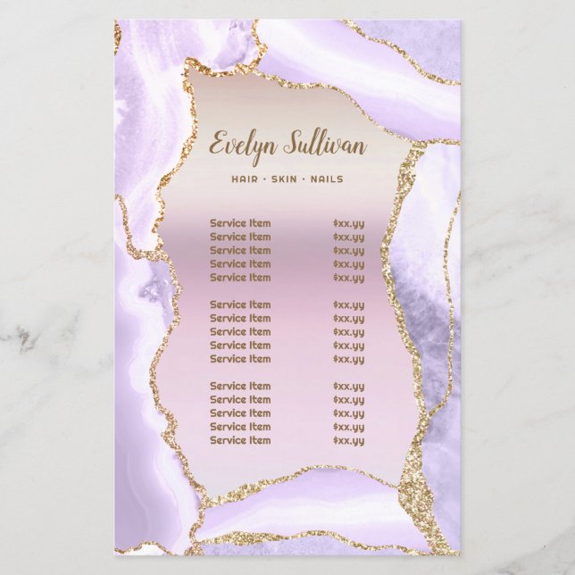Prospectus 14 Cm X 21,6 Cm Lavender agente feuille de papier pearlescent list (Devant)