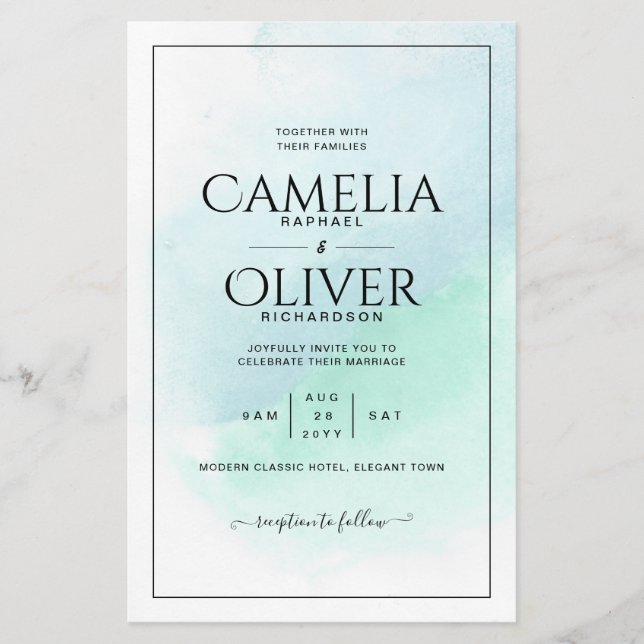 Prospectus 14 Cm X 21,6 Cm LeahG Verre de mer Turquoise Turquoise Bleu Mariag (Devant)