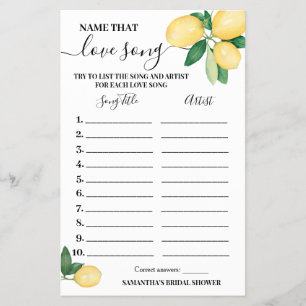 Prospectus 14 Cm X 21,6 Cm Lemons Nom qui aime Chanson Fête des mariées Carte