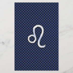 Prospectus 14 Cm X 21,6 Cm Léo Zodiac Sign on Navy Blue Carbon Fiber Print