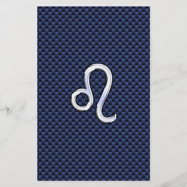Prospectus 14 Cm X 21,6 Cm Léo Zodiac Sign on Navy Blue Carbon Fiber Print (Devant)