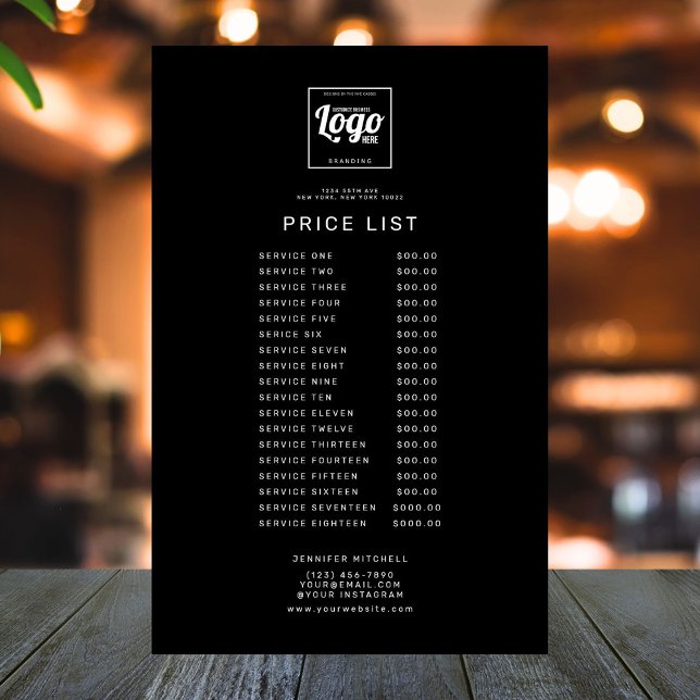 Prospectus 14 Cm X 21,6 Cm Liste de prix de logo personnalisé noir profession (business brochure)