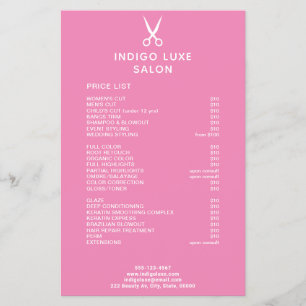 Prospectus 14 Cm X 21,6 Cm Liste des prix du service de ciseaux de salon de c