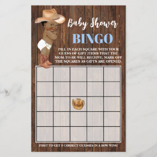 Prospectus 14 Cm X 21,6 Cm Little AA Cowboy Blue Baby shower Bingo Carte de j