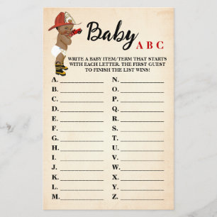 Prospectus 14 Cm X 21,6 Cm Little AA Enfant pompier ABC Baby shower Carte de