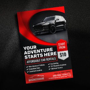 Prospectus 14 Cm X 21,6 Cm Location de voiture rouge moderne abordable Louage