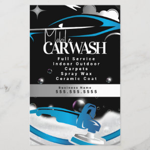 Prospectus 14 Cm X 21,6 Cm Logo de lavage de voiture mobile bleu