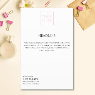 Prospectus 14 Cm X 21,6 Cm Logo minimal blanc de la circulaire marketing d'en
