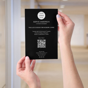 Prospectus 14 Cm X 21,6 Cm Logo Moderne QR Noir Entreprise Professionnelle