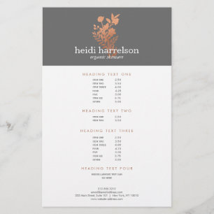 Prospectus 14 Cm X 21,6 Cm Logo rose Gold Floral sur la liste des prix du sal