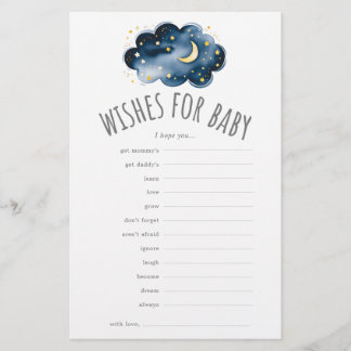 Prospectus 14 Cm X 21,6 Cm Lune et étoiles Wings for Baby shower Advice Card