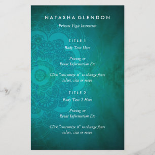 Prospectus 14 Cm X 21,6 Cm Mandala Zen Turquoise Turquoise Blue Yoga Flyer