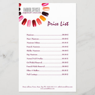 Prospectus 14 Cm X 21,6 Cm Manucure Clou Salon Prix Liste Simple Flyer Blanc