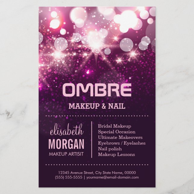 Prospectus 14 Cm X 21,6 Cm Maquillage - Parties scintillant rose étincelles (Devant)