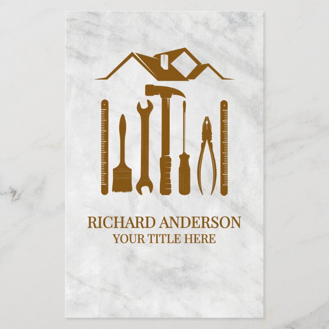 Prospectus 14 Cm X 21,6 Cm Marbre blanc moderne Handyman Auto réparation Serv (Devant)