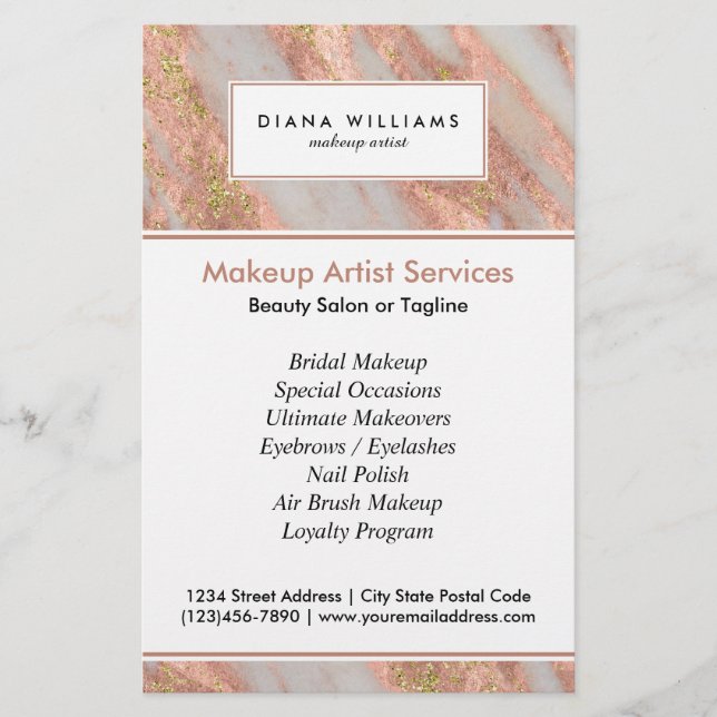 Prospectus 14 Cm X 21,6 Cm Marbre rose étincelant Artiste de maquillage Abstr (Devant)