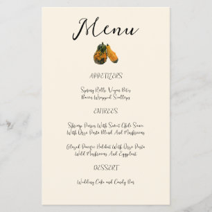 Prospectus 14 Cm X 21,6 Cm Mariage de automne Menu Modèle Deux Gourdes Circul